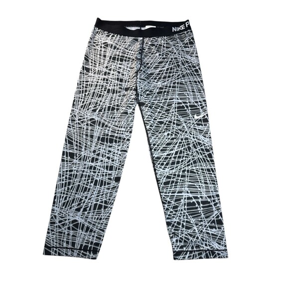 Nike Pro Cool Tracer Capri 3/4 Leggings Black Wolf White X-Large Active Workout - Picture 2 of 9